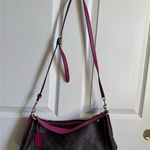 Chic Magenta and Brown Women's Shoulder Bag
